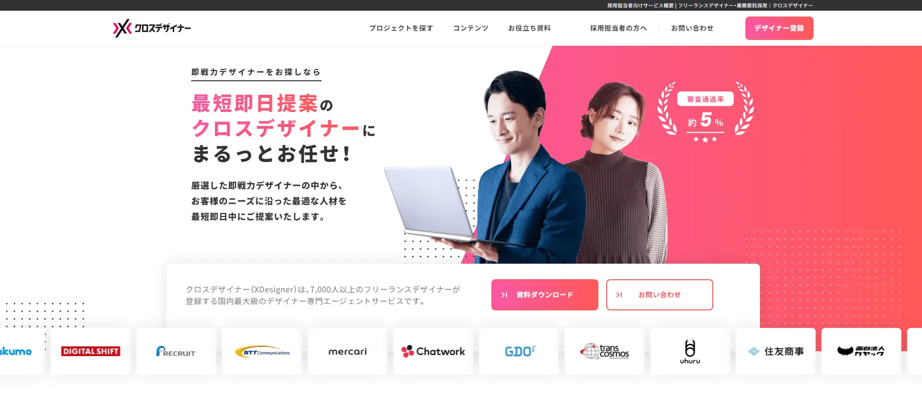 優秀なロゴデザイナーを最短即日で提案してくれるフリーランスエージェントサービス『クロスデザイナー』