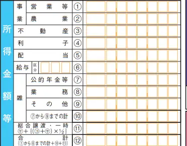 確定申告書第一表の所得金額等